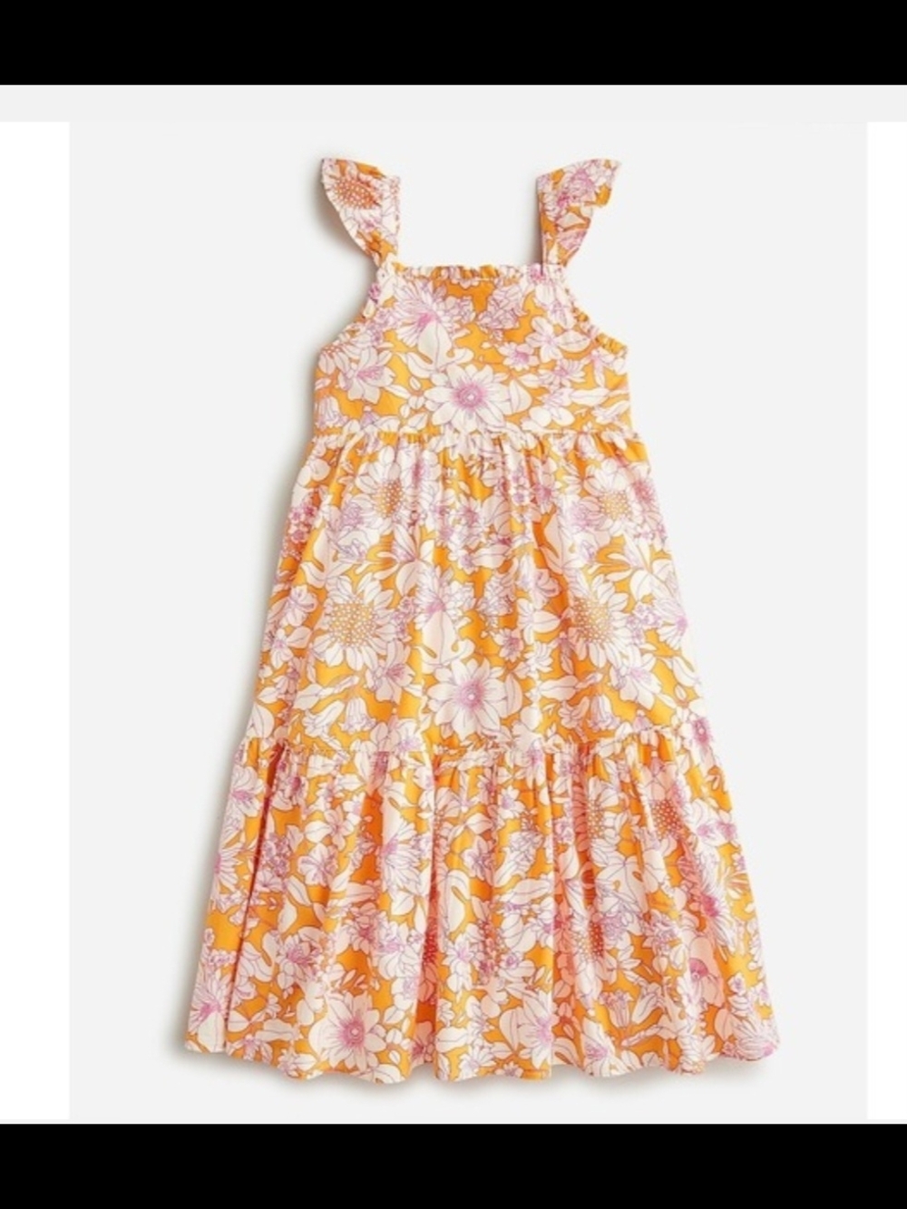 Crewcuts Girls' Floral Tiered Maxi Dress - Yellow & Pink